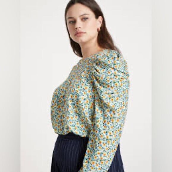 Jason Wu Eloquii Floral Ruffle Sleeve Top - Picture 2 of 7